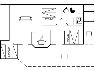 a floor plan of a small house with diagrams at Holiday Home Appollina - 400m from the sea by Interhome in Torsted