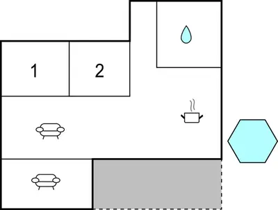 a block diagram of a cube and a hexagon at Beautiful Home In Struer With Kitchen in Struer
