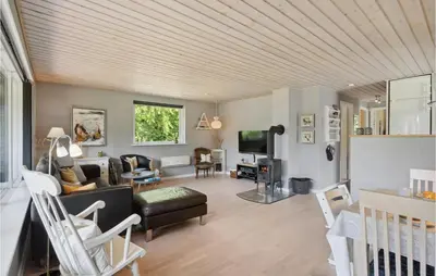 a living room with a couch and a tv at Cozy Home In Spøttrup With Wifi in Spottrup