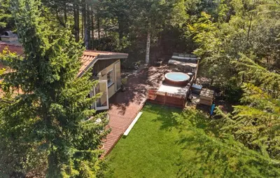 an overhead view of a backyard with a hot tub at Lovely Home In Hurup Thy in Sønder Ydby