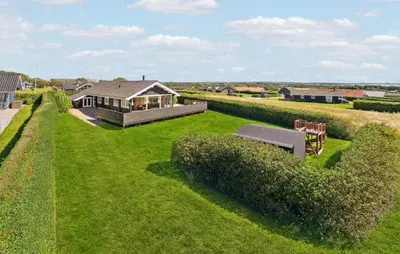 an overhead view of a house on a lawn at Stunning Home In Vinderup With Kitchen in Vinderup