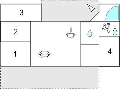 a block diagram of a bathroom with a shower at Holiday Home Illeris Farsø Vi in Farsø