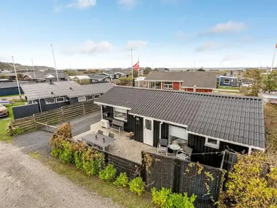 an overhead view of a house with a fence at Holiday Home Kielo - 200m to the fjord by Interhome in Løgstør