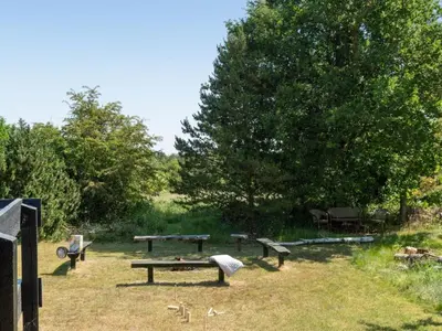 a group of picnic tables in a field with a tree at Holiday Home Nadia - 300m to the fjord by Interhome in Fur