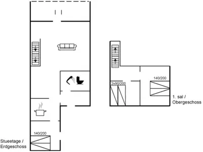 a floor plan of a bathroom and a bedroom at Apartment Virpi - 1km from the sea by Interhome in Blokhus