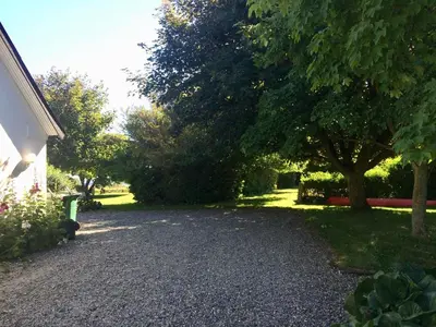 a gravel driveway with trees and a house at pallisgaard B&B in Struer