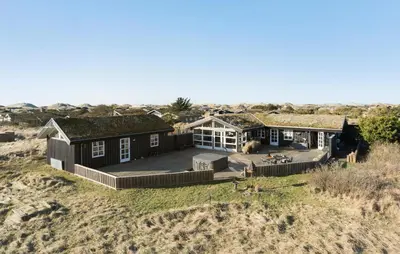 an aerial view of a house in the desert at 4 Bedroom Beautiful Home In Pandrup in Pandrup