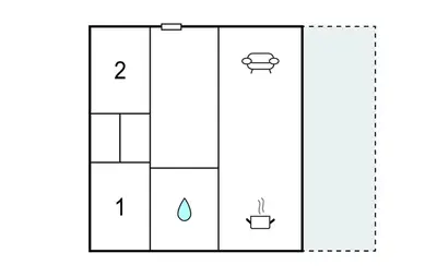 a block diagram of a toilet with the number two and a drop at Holiday Home Hurup Thy Ij-1982 in Sønder Ydby