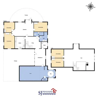 a floor plan of a house at Pool house with beautiful view by the sea - SJ650 in Lemvig
