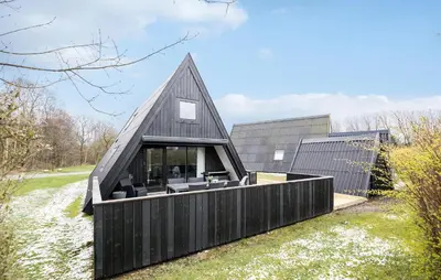a black house with a black roof at Awesome Home In Farsø With Wifi in Farsø