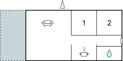 a diagram of a square with a pot and a cup at 2 Bedroom Lovely Home In Saltum in Saltum