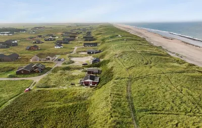 an aerial view of a group of houses on the beach at Gorgeous Home In Harboøre With Kitchen in Harboør