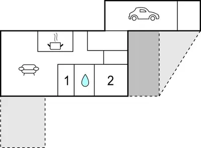 a diagram of a house with a car in it at Amazing Home In Aars With Wifi in Års