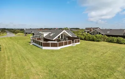an aerial view of a house with a large yard at Cozy Home In Harboøre in Harboør