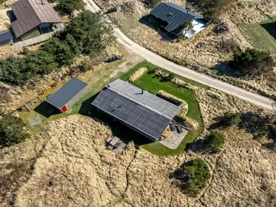 an aerial view of a house with a solar panel at Holiday Home Frandsine - 1-2km from the sea by Interhome in Thisted