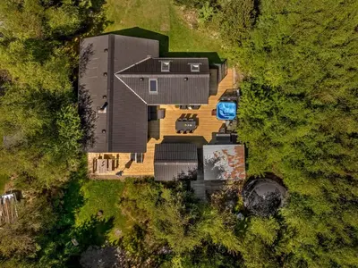 an overhead view of a house with a yard at Holiday Home Hermand - 3-5km from the sea by Interhome in Brovst