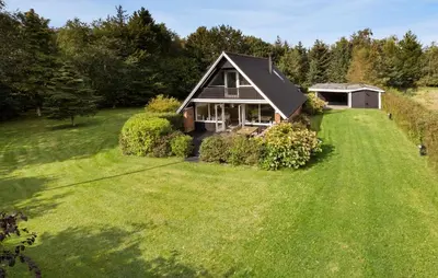 an aerial view of a house with a large yard at 3 Bedroom Stunning Home In Højslev in Højslev