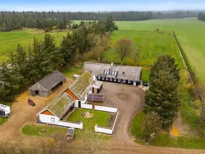 an aerial view of a farm with a group ofev crops at Apartment Thorgot - 3km from the sea by Interhome in Pandrup