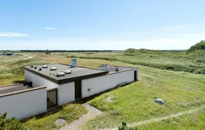 an aerial view of a house in a field at Gorgeous Home In Pandrup With Wifi in Pandrup