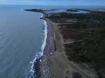 an aerial view of an island in the ocean at 4 person holiday home in Hurup Thy-By Traum in Sindrup