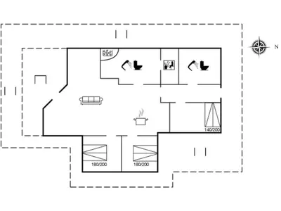 a floor plan of a house at Holiday Home Yngve - 3-5km from the sea by Interhome in Fjerritslev