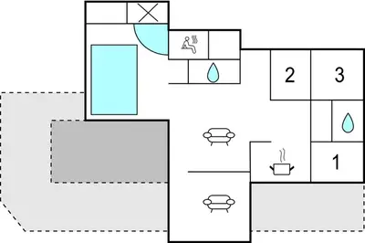 a block diagram of a house with four squares at 3 Bedroom Amazing Home In Vinderup in Vinderup