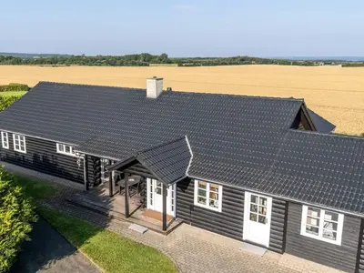 an overhead view of a house with solar panels on its roof at Luxury Lodge with Limfjord View - By Traum Ferienwohnungen in Spottrup