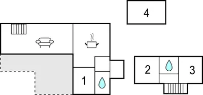 a block diagram of a floor plan of a house at 3 Bedroom Stunning Home In Farsø in Farsø