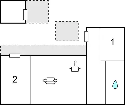 a schematic diagram of a kitchen with two counters at 2 Bedroom Lovely Home In Thisted in Thisted