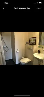 a bathroom with a toilet and a sink at Naturlig Ro in Aalborg