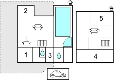 a block diagram of a house with a car at Awesome Home In Thisted With Sauna in Thisted