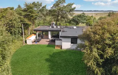 an overhead view of a house with a yard at Three-Bedroom Holiday Home Thyholm With A Fireplace 06 in Thyholm