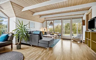 a living room with a couch and a tv at Cozy Home In Spøttrup With Wifi in Spottrup