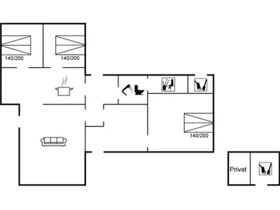 a block diagram of a house at Holiday Home Cate - 900m from the sea by Interhome in Saltum