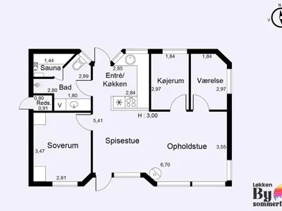 a floor plan of a house at Holiday home with spacious garden in Løkken