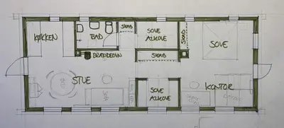 a drawing of a floor plan of a house at Cosy Holiday Home 260 Metres From Tranum Beach in Brovst