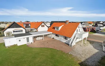 an aerial view of a house with an orange roof at Nice Home In Thisted With Wifi in Thisted