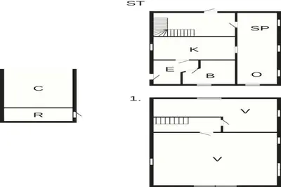 two diagrams showing the floors of a house at 5 person holiday home in Snedsted in Snedsted