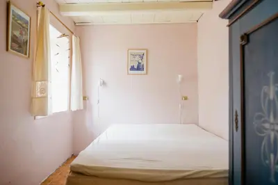 a bedroom with a bed in a room with a window at Cut Branches, Make Fire And Gaze At Treetops in Nykøbing Mors