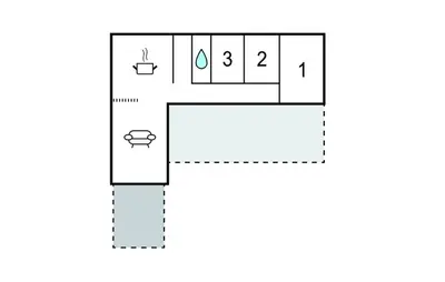 a block diagram of a bathroom with two toilets at 2 Bedroom Nice Home In Roslev in Roslev