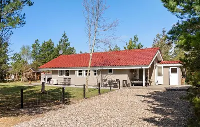 a white house with a red roof at Stunning Home In Hurup Thy With Sauna in Sønder Ydby
