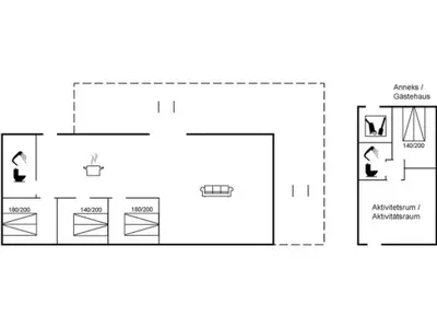 a floor plan of a small room with a white wall at Holiday Home Heidl - 2km from the sea by Interhome in Blokhus