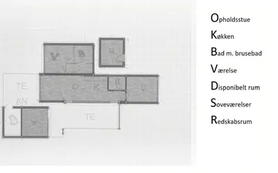 a drawing of a floor plan of a house at Modern Holiday Home By Limfjord in Øster Assels
