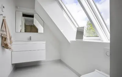 a white bathroom with a sink and a mirror at Gorgeous Home In Hurup Thy With Wifi in Sønder Ydby