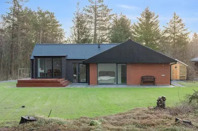 a home with a black roof and a large yard at Holiday Home In 1St Row By The Limfjord in Thyholm