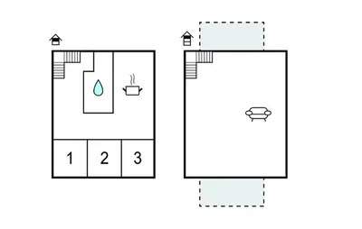 a block diagram of a bathroom with a toilet and a sink at 3 Bedroom Amazing Home In Harboøre in Harboør