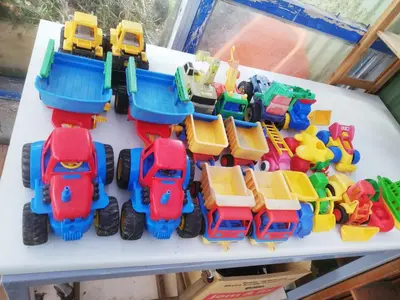a group of toys sitting on a table at Holiday Home Kirkeby Feriehus in Roslev