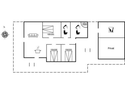a floor plan of a small apartment at Holiday Home Hans - 1-2km from the sea by Interhome in Løkken