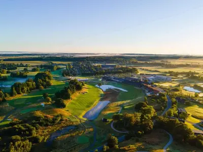an aerial view of the golf course at a resort at 5 star holiday home in Farsø in Farsø