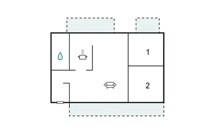a schematic diagram of a bathroom with four toilets at Cozy Apartment In Blokhus With Wifi in Blokhus
